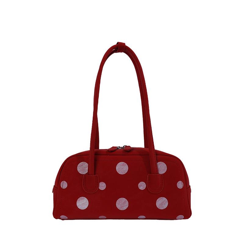 2026 Summer Women's Korean Polka Dot Underarm Bowling Bag - Stylish Single Shoulder Crossbody