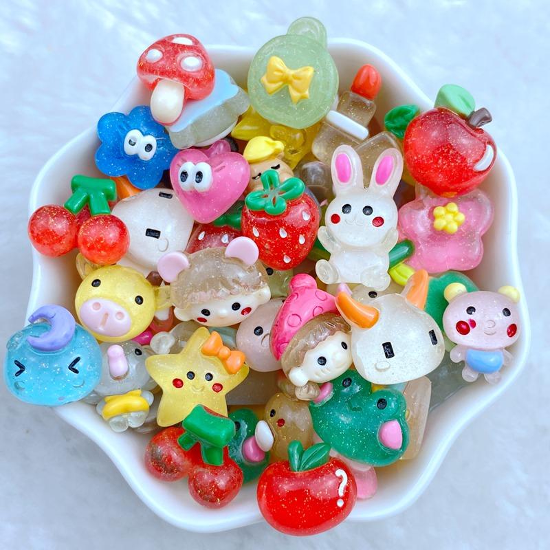 

20Pcs New Cute Mini Cartoon Rabbit Star Cherry Resin Flatback Ornament Jewelry Making Manicure Hairwear Accessories