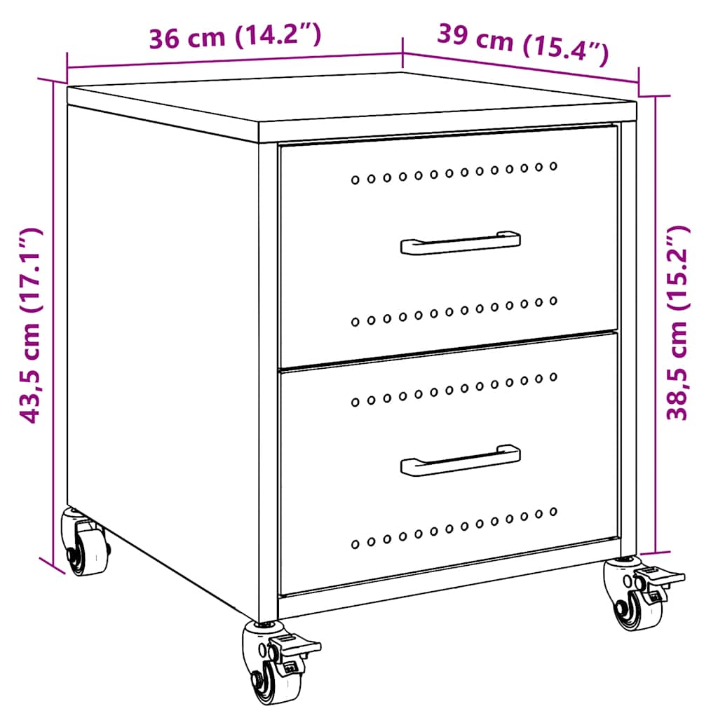 Nightstand Anthracite 36 x 39 x 43.5 cm Steel