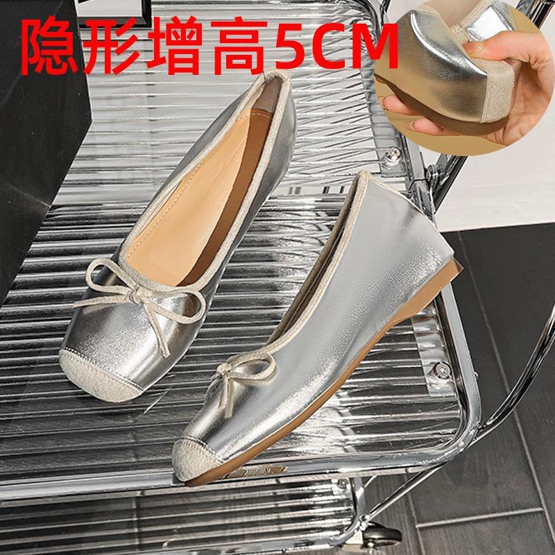 

Женские туфли Мэри Джейн на скрытой платформе, новая осенняя модель, 5 см, маленькие туфли Дуду, с ремешком через подъем, балетки 33 серебряный