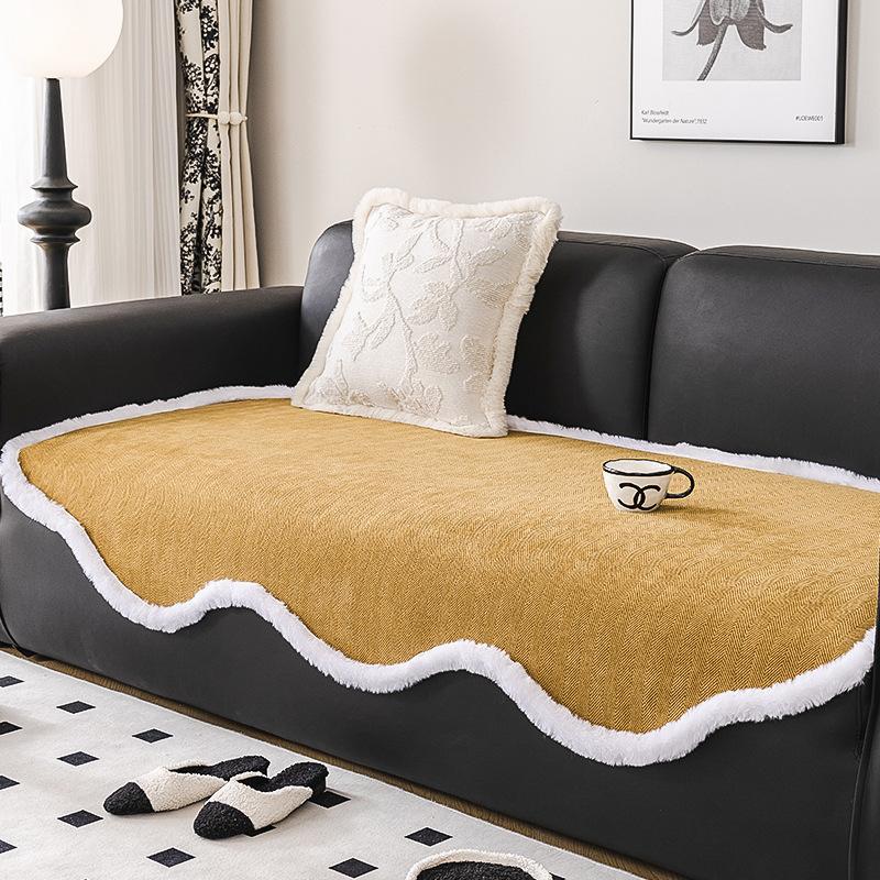 Chenille Herringbone Shaped Plush Sofa Cushion Autumn and Winter Thickening Sofa Cover Cushion