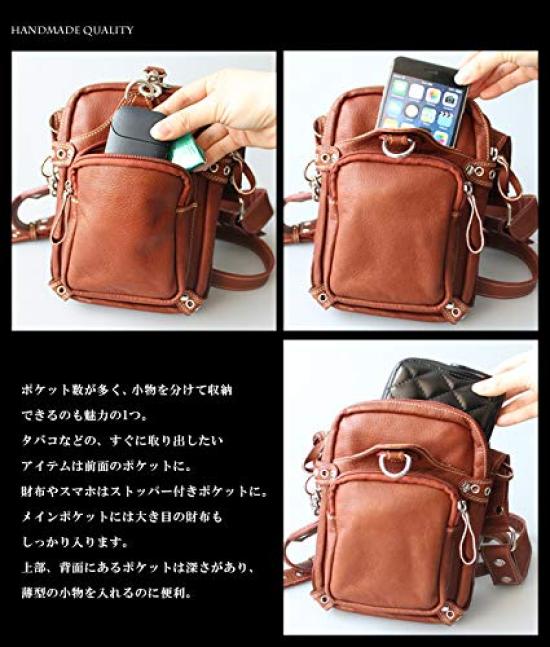 Waist Bag Leather Genuine Leather Riders Bag Biker Leg Bag Leg Belt Cowhide Calfskin [Days Art] Men's