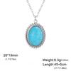 Oval Turquoise Pendant Necklace Women Stainless Steel Neck Chains Choker Blue Stone Jewelry Valentine's Day Gift