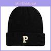 Winter Student Knit Beanie With Letter Embroidery For Couples Cold Weather Fashion Characters Included)
