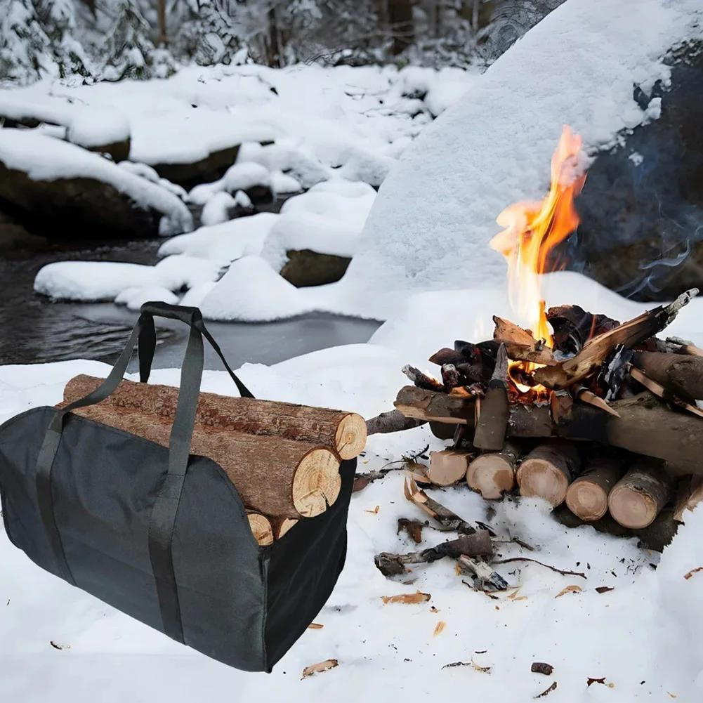 Large Capacity Firewood Storage Bag Canvas Carrier Carrying Bag Handbags For Log Carrier Fireplace Tote Firewood Storage Bag