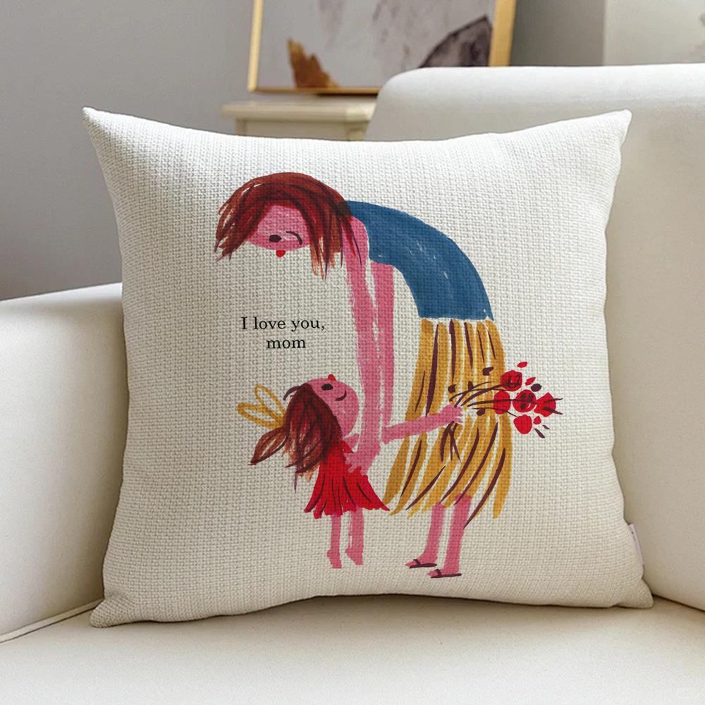 PMothers Days Cushion Cover Natural Linen Pillowcase Set AllinOne Decor for Sofa Bedroom Chair