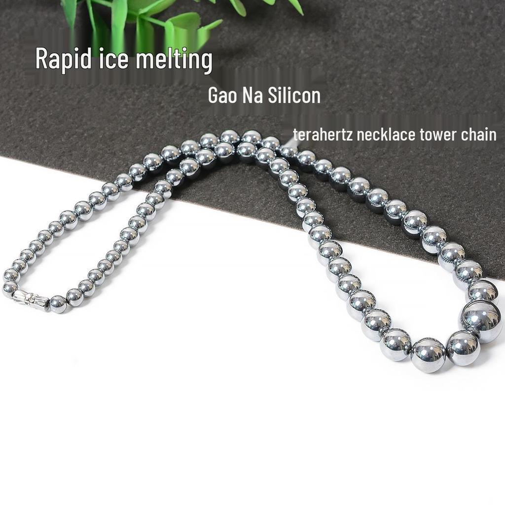 Rapid Ice Melting High-Purity Silicon Terahertz Round Bead Necklace 
