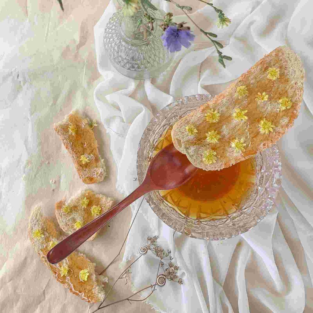 2 Pcs Mixing Spoon Tea Scoop Wood Soup Spoons Bowls with Coffee Honey Stirrer Stirring Ice Cream Wooden Scoops