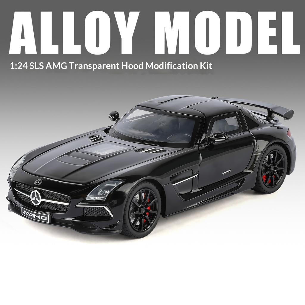 Alloy Die-cast 1/24 Scale SLS-AMG Modified Coupe Model Simulation Sound and Light Transparent Hood Boy Toy