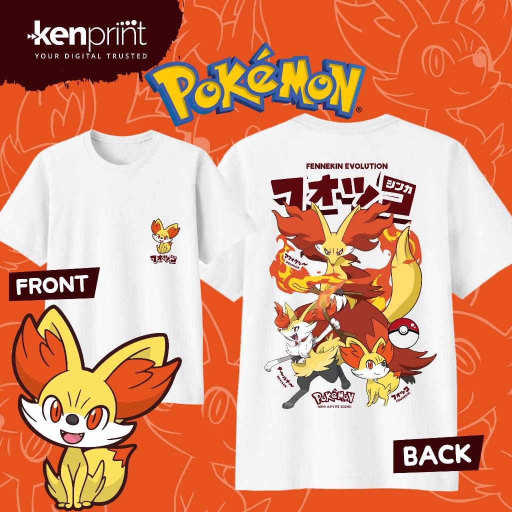 

2026 Pokémon Anime Fennekin Graphic New TShirt Men Women Cotton Casual High Quality Japanese Cartoon Summer Y2k Casual Clothe... S разноцветный