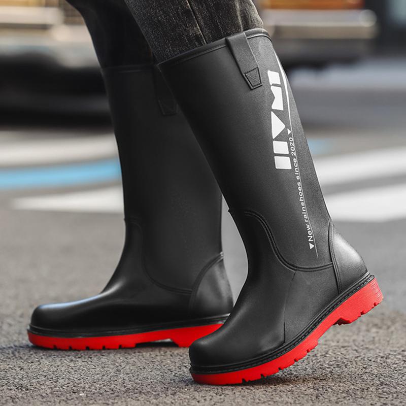 New Men's Long Tube Rain Boots Non-slip Waterproof Safety Work Shoes Fishing Shoes Platform Knee-high Rain Boots Galoshes 39-44