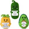 Emotional Support Pickle Crochet Positive Pineapple Avocado Funny Gifts for Women Men Handmade Knitted Plush Dolls for Desk Decorations