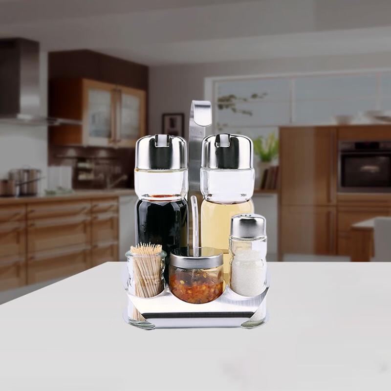 Yunshuang Modern 3-Tier Tabletop Spice Rack with 10-Piece Seasoning Bottle Set