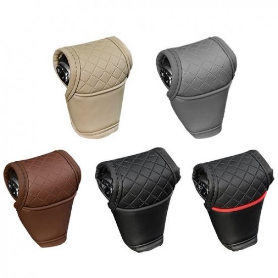 Car Gear Shift Cover,PU-Leather Shift Lever Cover Gearbox Shifter Knob Protector