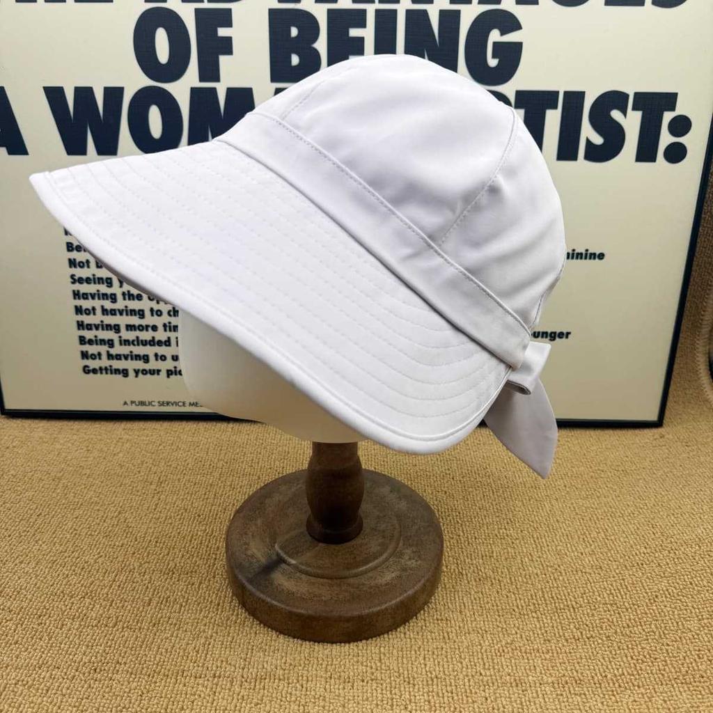 Gentle Bow Sunscreen Bucket Hat Women's Summer Big Eaves UV Protection Sun Hat Show Face Small Plain Cap