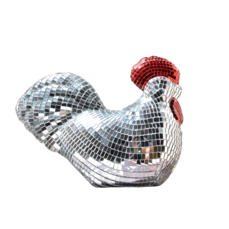 Handmade Glass Animals Decors Glass Chicken Figurines Ornament Glass Animals Figurines Table Centerpieces for Home Decors серебряный