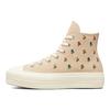 Converse Chuck Taylor All Star Lift Platform High Sneakers da Donna Ricami Rose Marrone Farro Egret A04300C