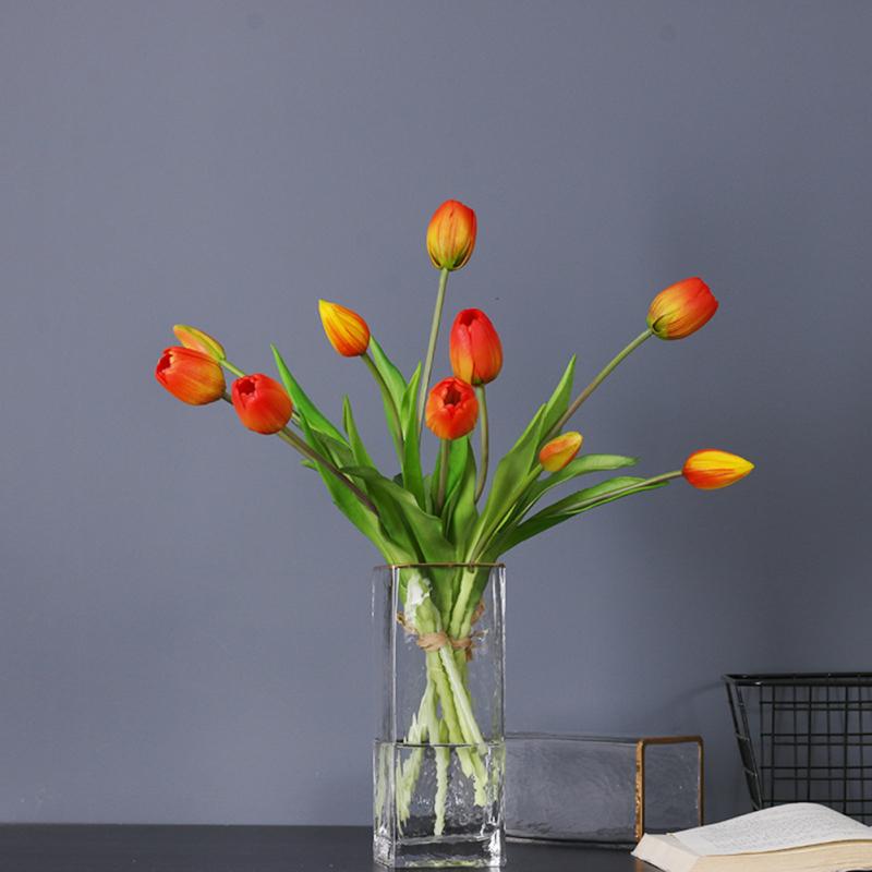 5 Pcs Soft Rubber Artificial Tulip Bouquet Colorful Hand Tie Fake Flowers Decoration For Living