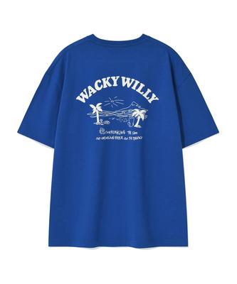 WACKY WILLY Beach Graphic Vacation Short Sleeve T-Shirt Blue
