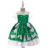 Christmas Children'S Dress Cartoon Printed Satin Cloth Performance Christmas Dance Performance Dress