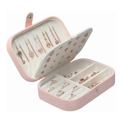 Jewelry Storage Box Ring Earing Necklace Bracket Organizer Portable Large Capacity Gift Pink