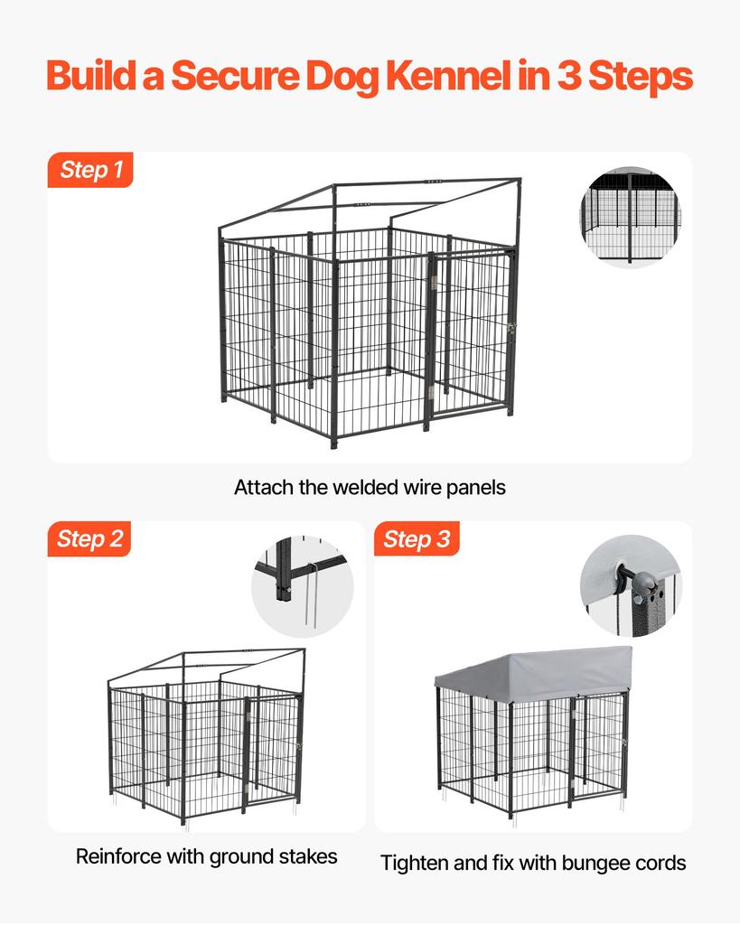 VEVOR Outdoor Dog Kennel, 1.12 x 1.15 x 1.25 m Large Dog Kennel with Secure Lock