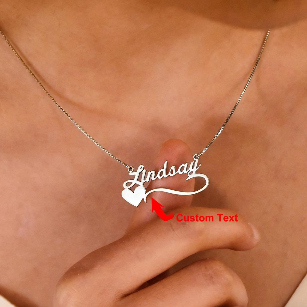 Personalised Name Necklace With Heart Engraved Heart Necklace Heart Name Necklace Custom Heart Necklace Mothers Day Gift