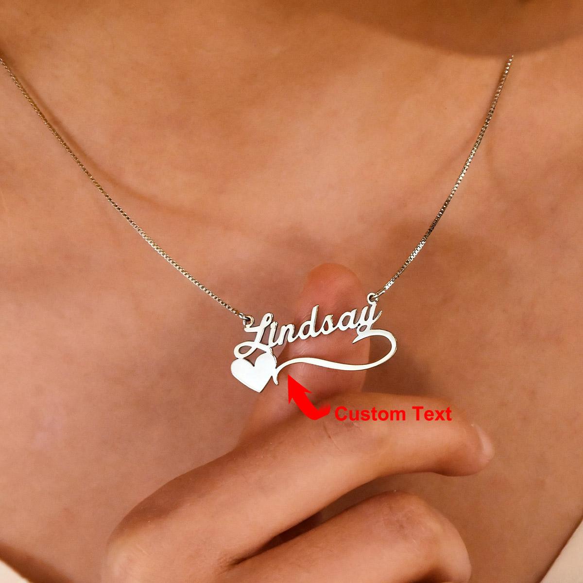 

Personalised Name Necklace With Heart Engraved Heart Necklace Heart Name Necklace Custom Heart Necklace Mothers Day Gift 55cm