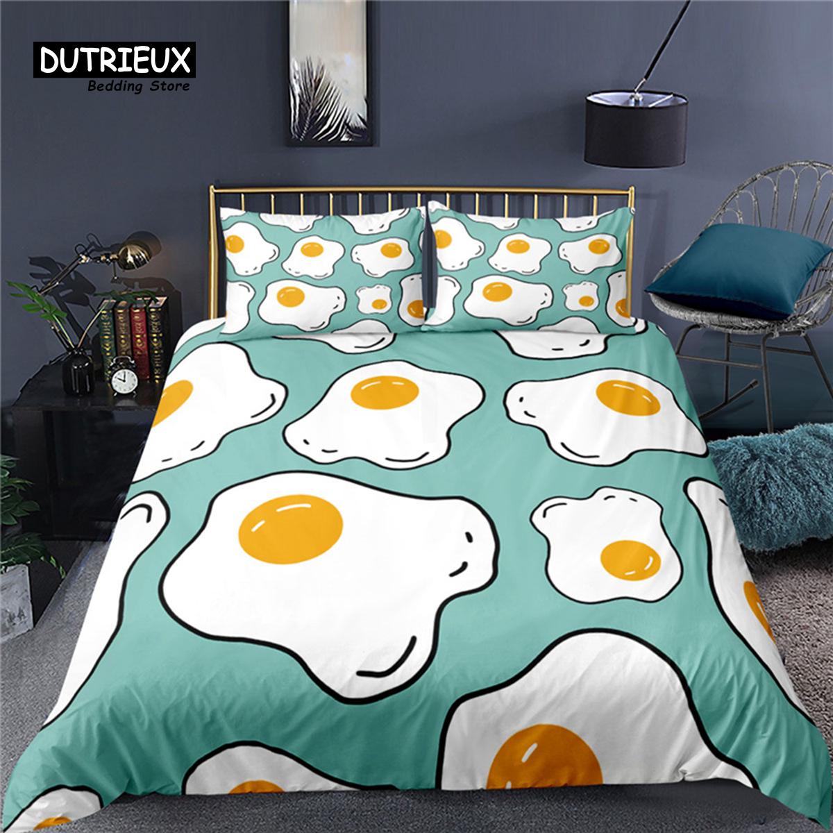 

Роскошный 3D-принт с изображением жареных яиц для дома, комфортный пододеяльник, наволочка, детский комплект постельного белья размера Queen и King EU/US/AU/UK EU single(135x200cm)