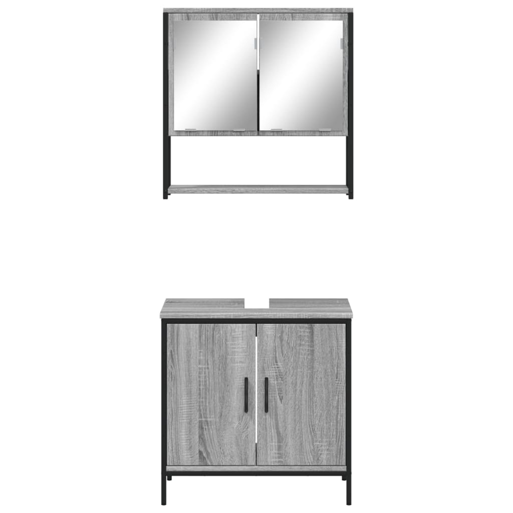 Vidaxl Set di Mobili da Bagno a 2 Pezzi, Rovere Sonoma Grigio