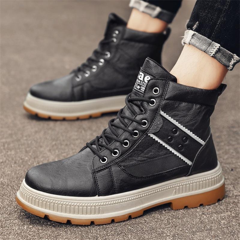WinterBoots Men Casual High Top Shoes Sneakers Motorcycle Roman Ankle Boots Men British Style Outdoor Sneakers Punk Botas Hombre