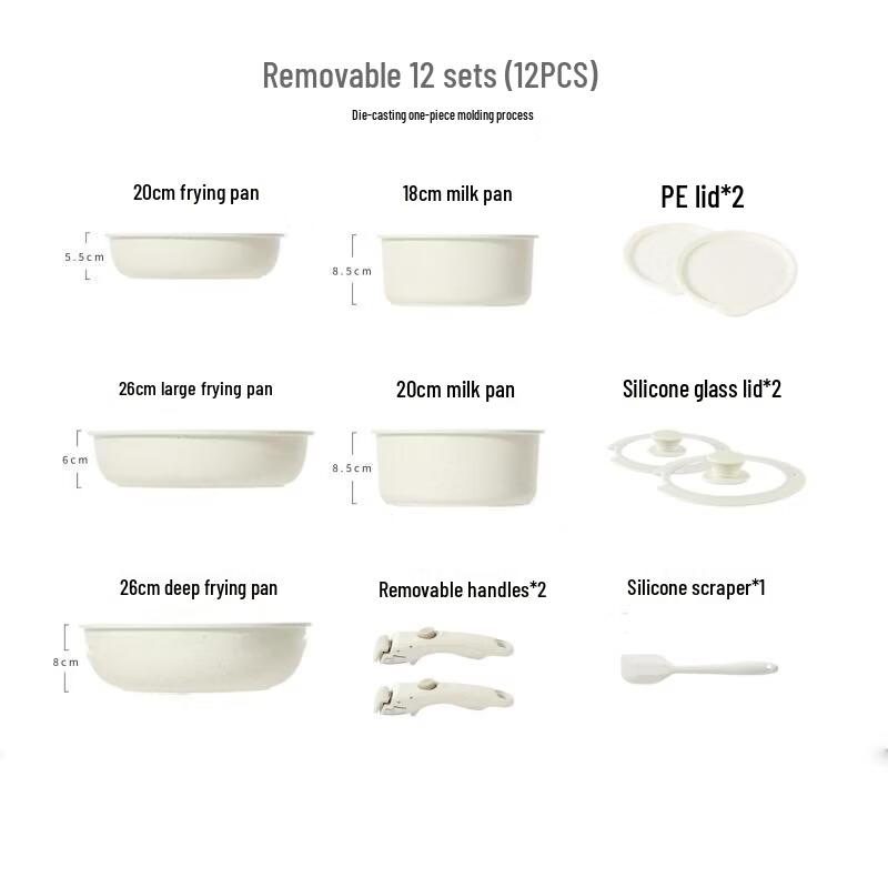 Handon Detachable Handle Non-stick Cookware Set