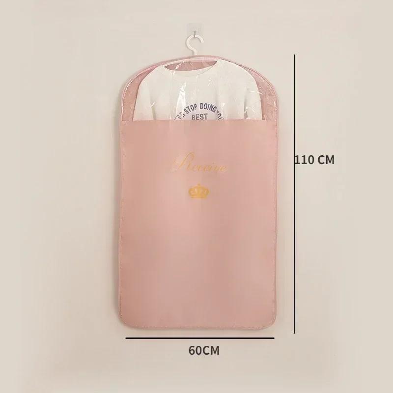 Satynowy Pokrowiec na Ubrania Pokrowiec Wiszący na Sukienkę Ochraniacz na Garnitur Płaszcz Torba do Przechowywania w Szafie Satynowy Pyłoszczelny Organizer na Odzież Sukienkę