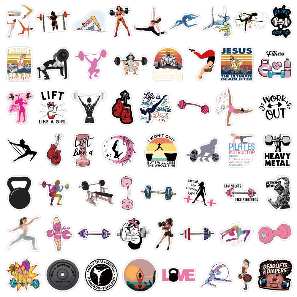 

55 Waterproof Cartoon Sports Stickers for Planners, Water Bottles, and Computers