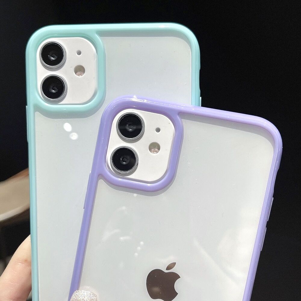 Colorful Bumper Shockproof Trasparent Phone Case For iPhone 15 14 13 12 Mini 11 Pro Max XR X XS 8 7 Plus SE Clear Back Cover