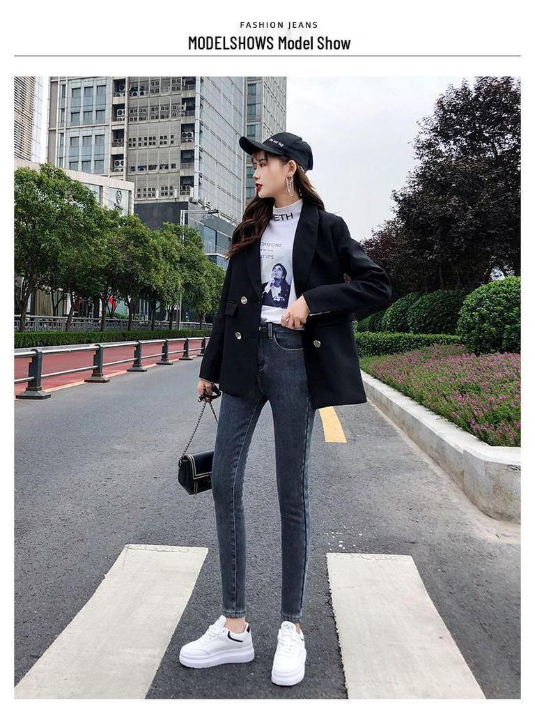 Women's High-Waisted Fleece-Lined Skinny Stretch Denim Jeans