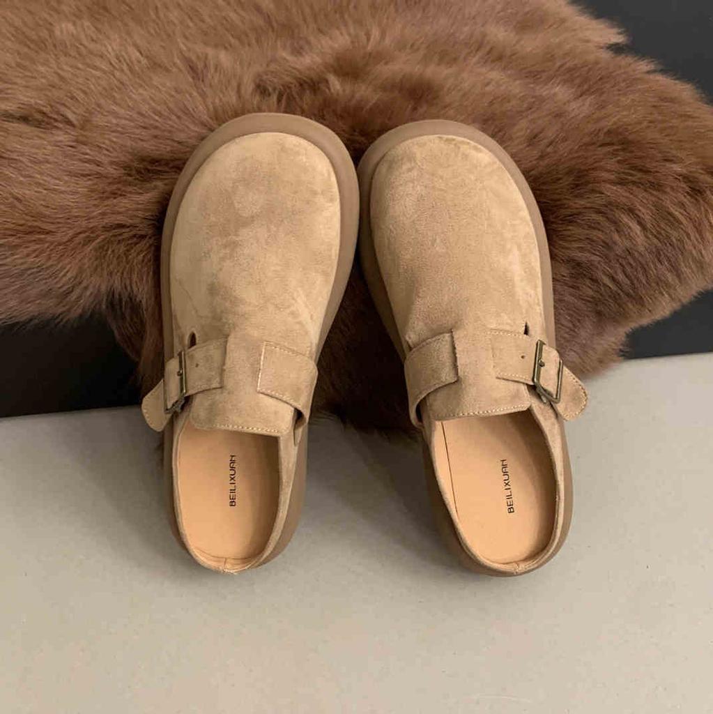 Fashion Walking Cozy Casual Baotou Half Slipper Loafers Female Fashion Slingback Slip On Mule For Women Platform New 2024 Design Comfort