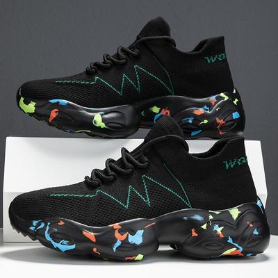 Knitted Sneakers for Men Black Comfortable Woman Shoe Men's Sports Shoes Platform Lightweight Casual Shoes Plus Size 35-47