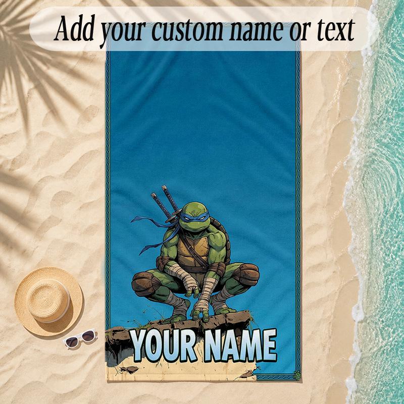 Beach TowelTeenage Mutant Ninja Turtles Custom Name Text Personalized Soft Towel for Beach Pool Indoor Home Decor Gift