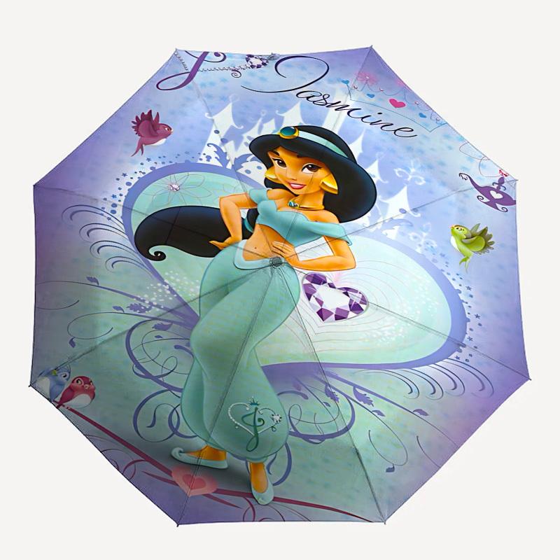Jasmine, Princess Themed Automatic Opening and Closing Umbrella, Brightly Colored 8-rib Portable Umbrella, Suitable for Men and Women, A Perfect Gift