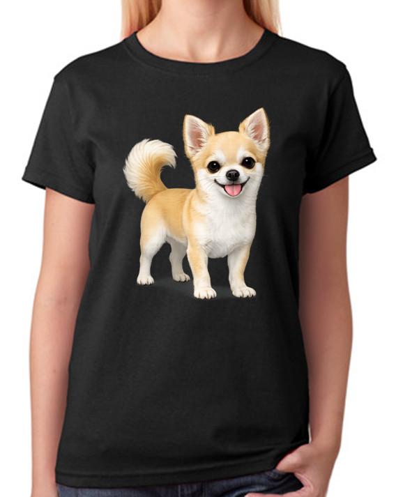 Cute Chihuahua Dog Realistic Pet Art Ladies T-Shirt Dog Lover Tee 4XL