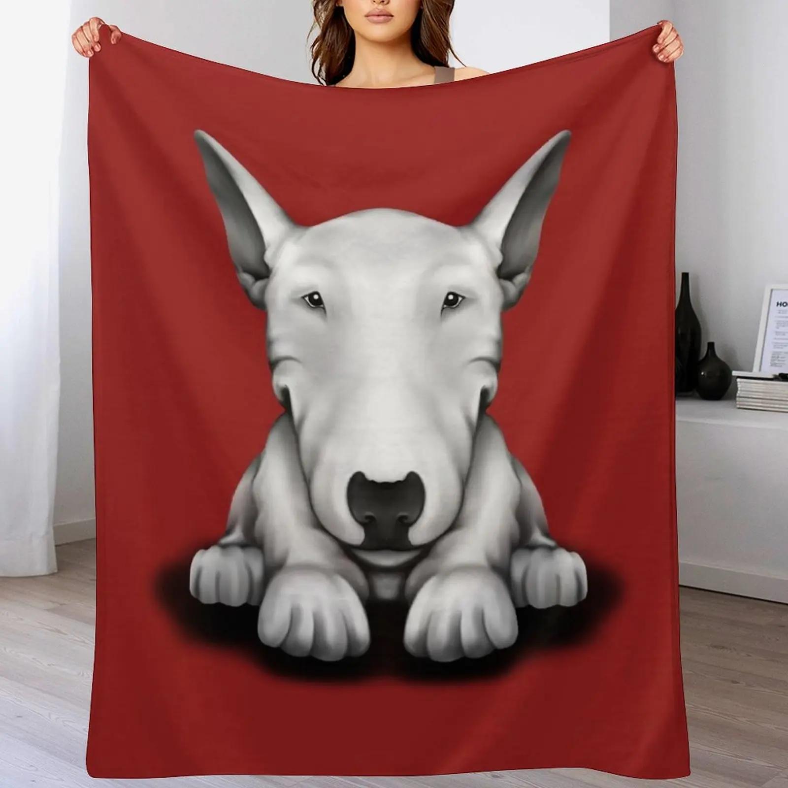Front Sit English Bull Terrier Throw Blanket Modern Design Soft Blanket for Home Decor 102x76cm(40x30in)