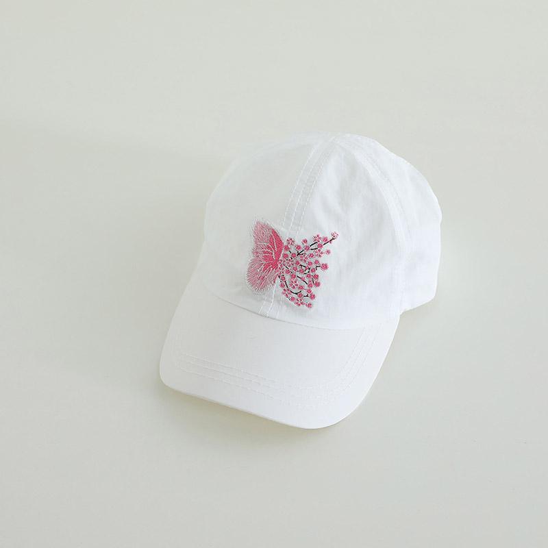 

Children s Baseball Cap Butterfly Embroidery Summer Empty Top Sun Protection Hat Quick-drying Adjustable Thin High Ponytail Cap 2-4 years белый