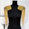 2PCS Chain Tassel Shoulder Ornaments DIY Performance Clothing Wedding Dress Evening Dress Sewing Patch Fashion Shoulder Board