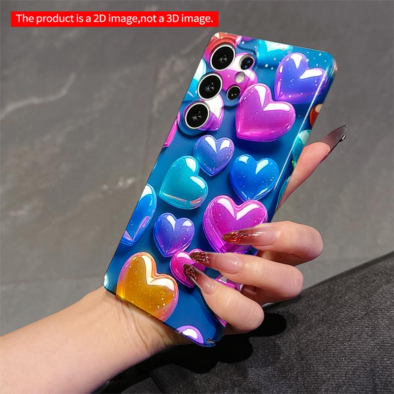 2DFlat Samsung phone case Glowing Rainbow Hearts Phone Case Applicable to Galaxy S22 S23 S24 S25ULTRA S26 A12 A13 A14 A15 A16