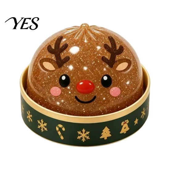 Jelly Texture Glitter Squeeze Toys Christmas Bun Toy with Steamer, Soft Sensory Fidget Toy, Cute Stress Reducing Desk Accessories Slow Rising