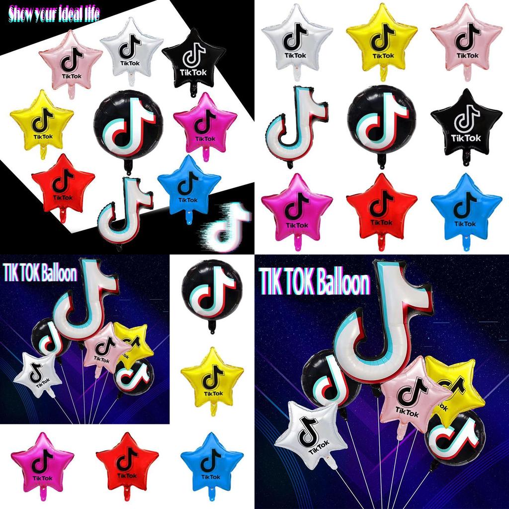 Tik Tok Logo Star Foil Balloon For Adults And Kids Birthday Party Decor Supplies