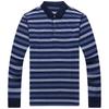 Spring and Autumn New Men's Long-sleeved T-shirt Middle-aged Lapel Striped Polo Shirt Men's Base Shirt Top Tide T-shirt