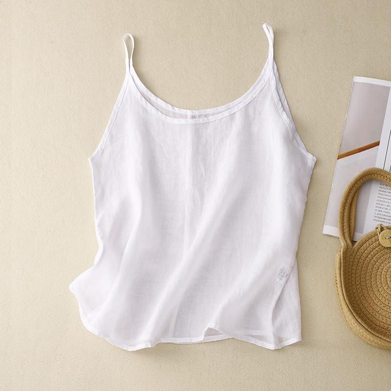 Women's Summer Vintage Cotton Linen Small Camisole Bottom Vest Loose Inner Tops
