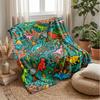 Dinosaur Adventure Land Blanket Personalized Name Flannel Blanket Soft Cozy Plush Throw for Sofa Bed Lightweight Home Decor